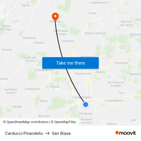 Carducci-Pirandello to San Biase map