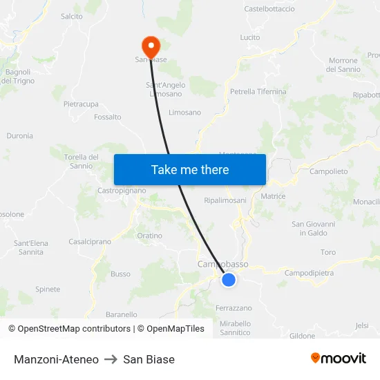 Manzoni-University to San Biase map