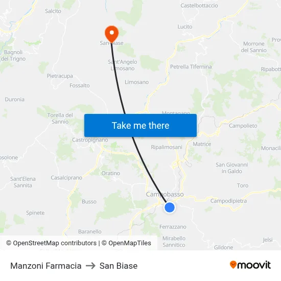 Manzoni Pharmacy to San Biase map