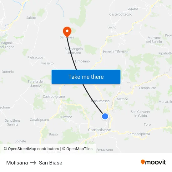 Molisana to San Biase map