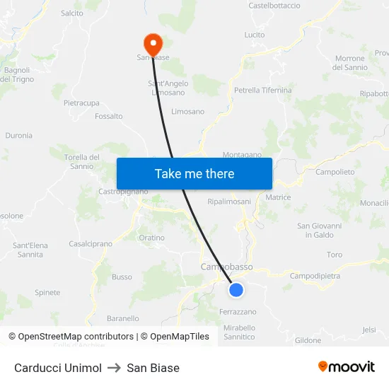 Carducci Unimol to San Biase map