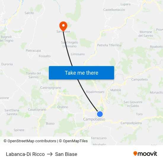 Labanca-Di Ricco to San Biase map