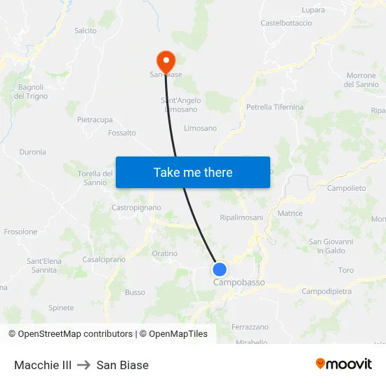 Macchie III to San Biase map