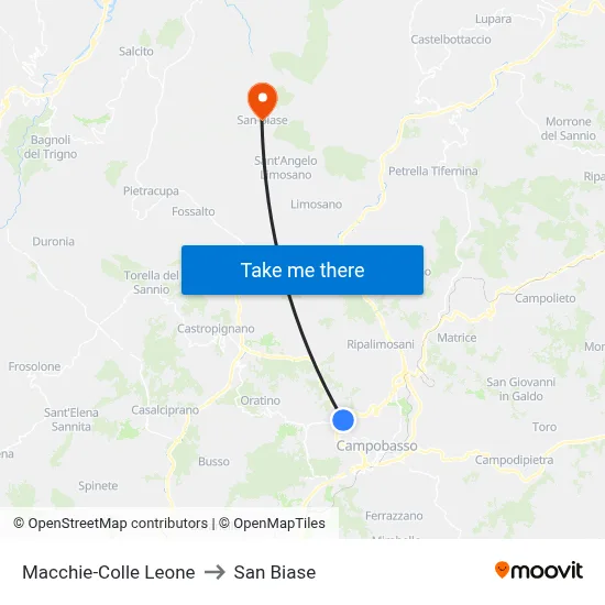 Macchie-Colle Leone to San Biase map
