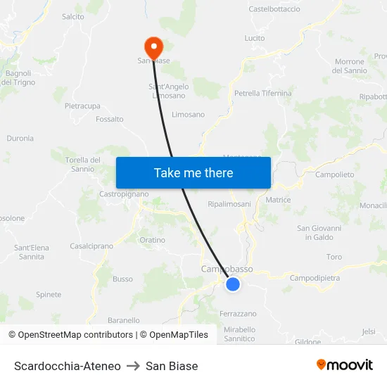 Scardocchia-University to San Biase map