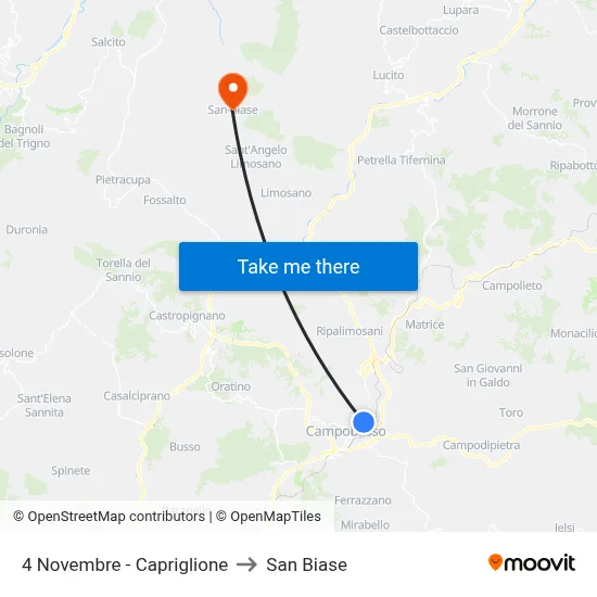 4 November - Capriglione to San Biase map