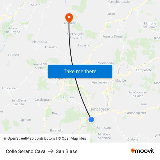 Serano Cave Hill to San Biase map