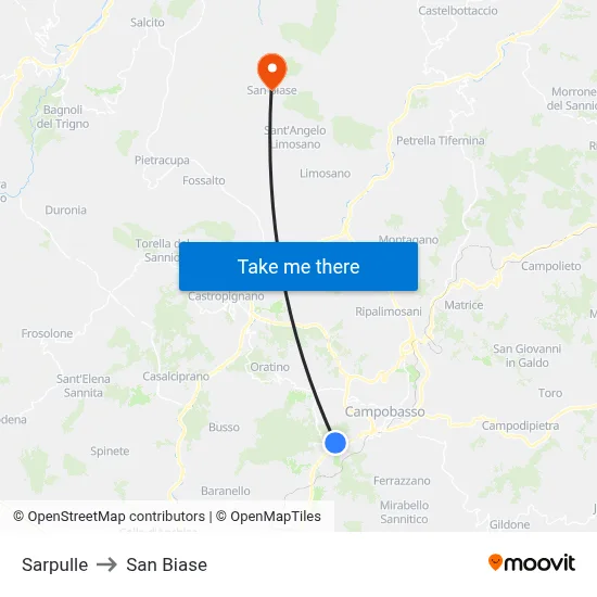 Sarpulle to San Biase map