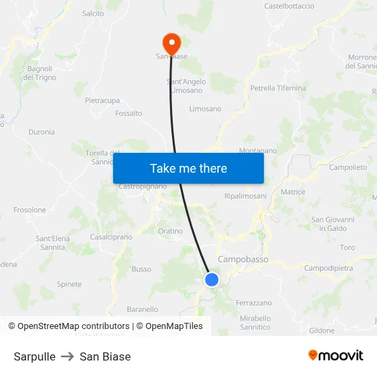 Sarpulle to San Biase map