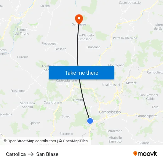 Cattolica to San Biase map