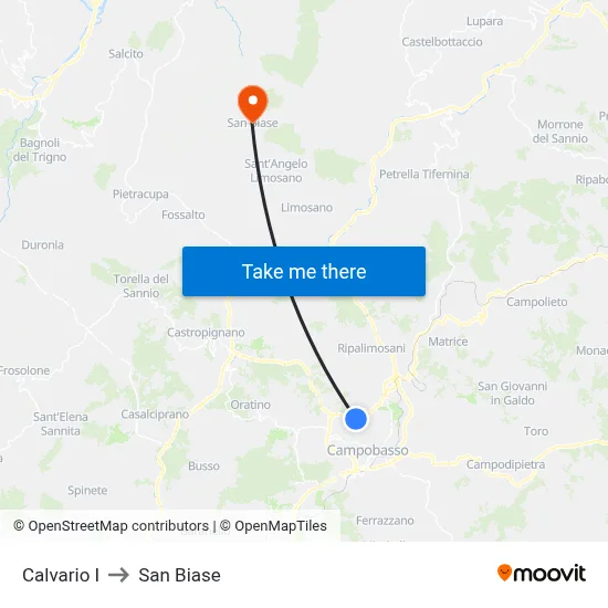 Calvary I to San Biase map