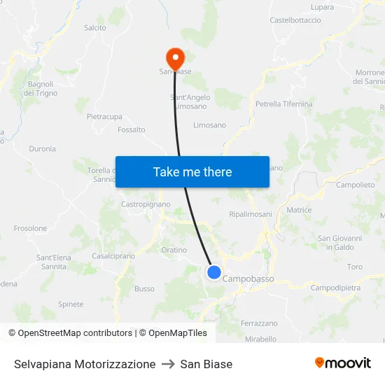 Selvapiana Motor Vehicle Office to San Biase map