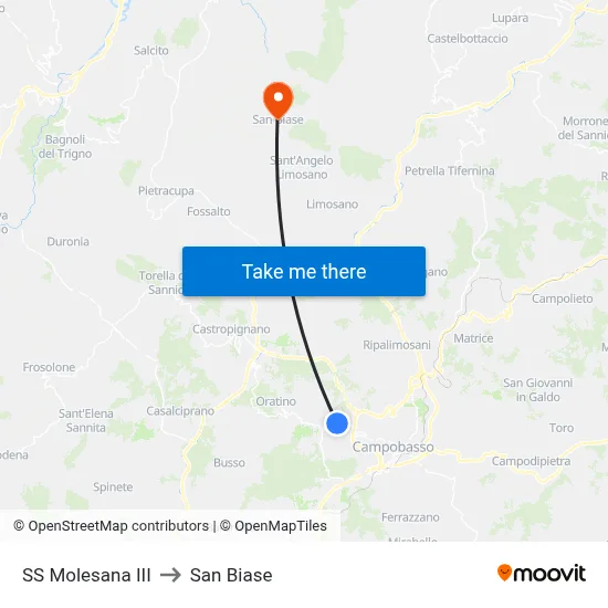 SS Molesana III to San Biase map