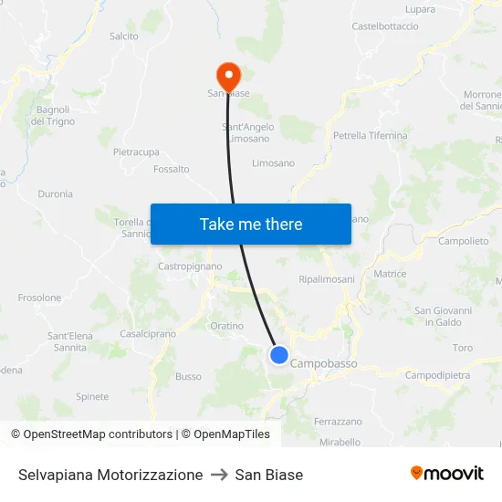 Selvapiana Motor Vehicle Office to San Biase map