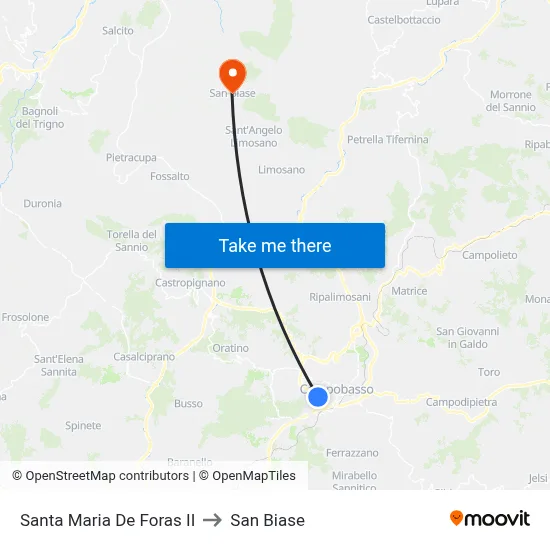 Santa Maria De Foras II to San Biase map