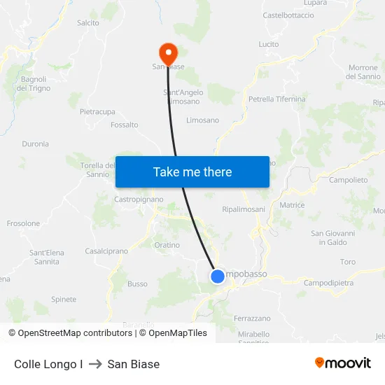 Colle Longo I to San Biase map