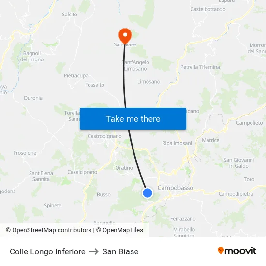 Lower Colle Longo to San Biase map