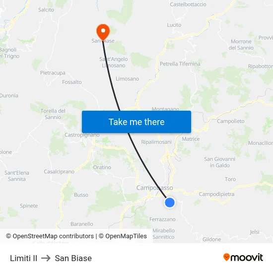 Limiti II to San Biase map
