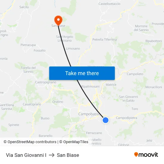 San Giovanni Street I to San Biase map