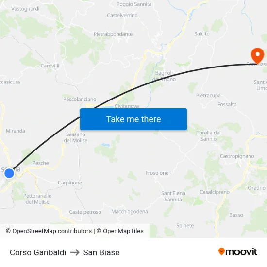 Garibaldi Street to San Biase map
