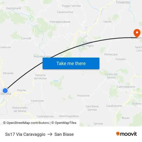 SS17 Via Caravaggio to San Biase map