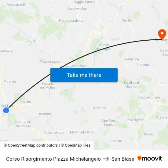 Corso Risorgimento Michelangelo Square to San Biase map