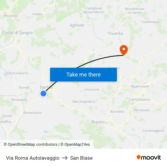 Via Roma Car Wash to San Biase map
