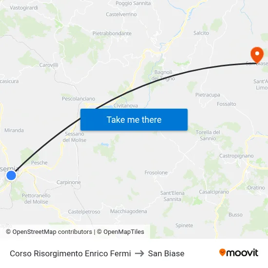 Risorgimento Avenue Enrico Fermi to San Biase map