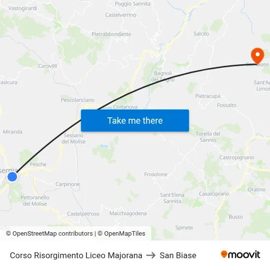 Corso Risorgimento Majorana High School to San Biase map