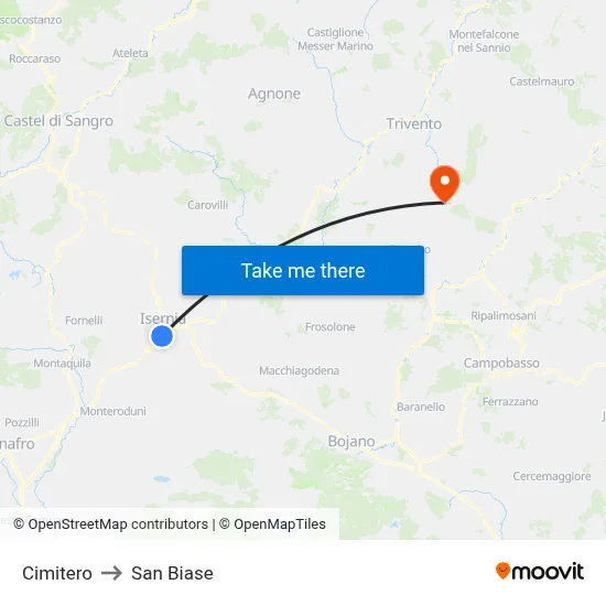 Cemetery to San Biase map