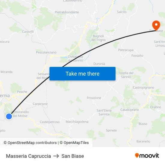 Masseria Capruccia to San Biase map