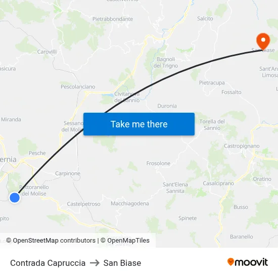 Capruccia District to San Biase map