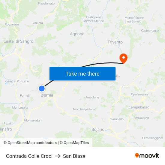 Colle Croci District to San Biase map
