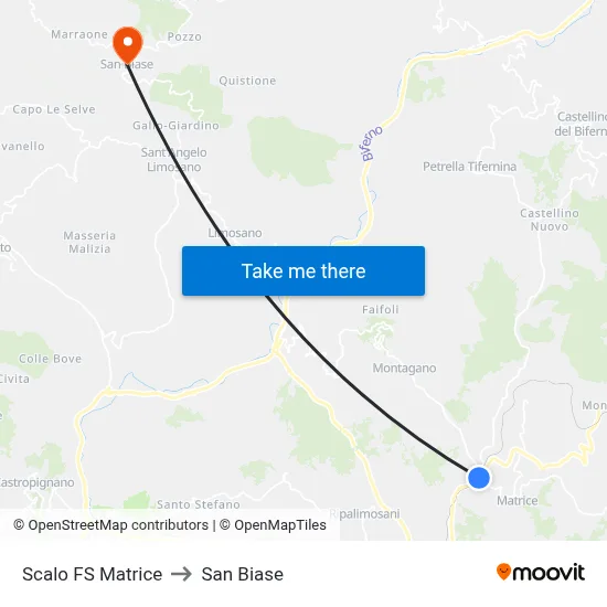Matrice Railway Station to San Biase map