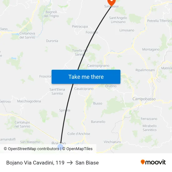 Bojano Via Cavadini, 119 to San Biase map