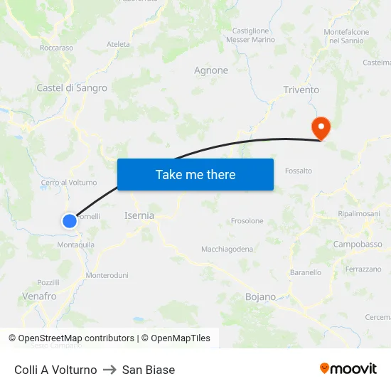 Colli A Volturno to San Biase map