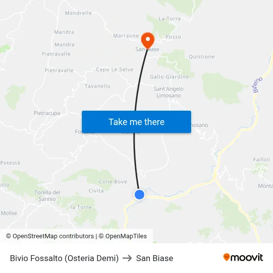 Fossalto Junction (Osteria Demi) to San Biase map