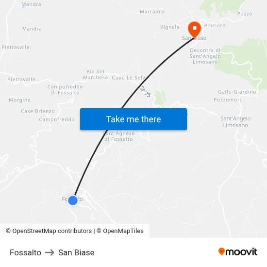Fossalto to San Biase map
