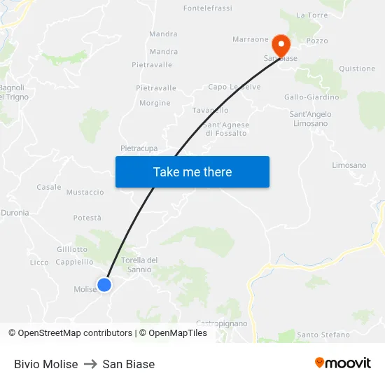 Molise Junction to San Biase map