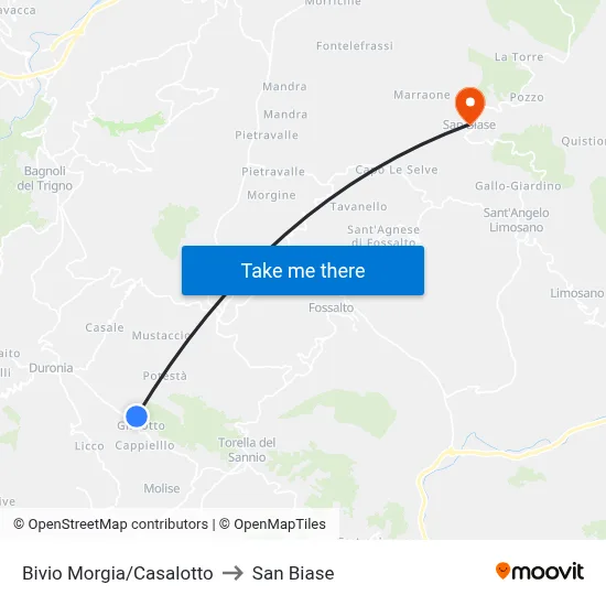 Morgia/Casalotto Junction to San Biase map