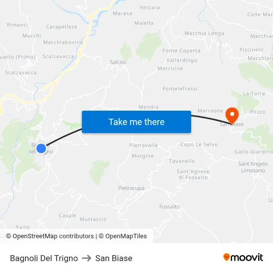 Bagnoli Del Trigno to San Biase map