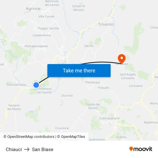 Chiauci to San Biase map