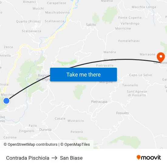 Pischiola District to San Biase map