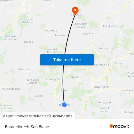 Baranello to San Biase map