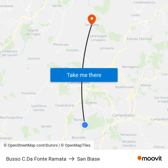 Busso Fonte Ramata District to San Biase map
