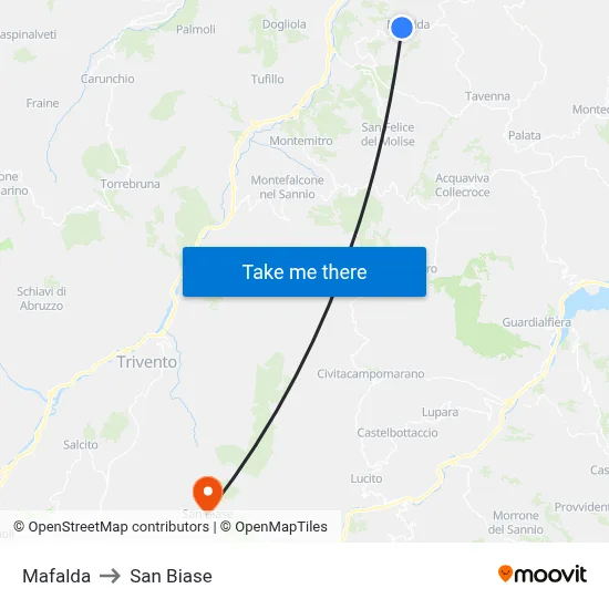Mafalda to San Biase map