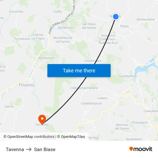 Tavenna to San Biase map