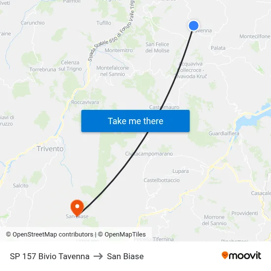 SP 157 Tavenna Junction to San Biase map