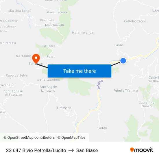 SS 647 Petrella/Lucito Junction to San Biase map