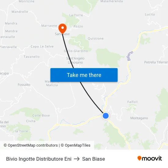 Ingotte Eni Gas Station Junction to San Biase map